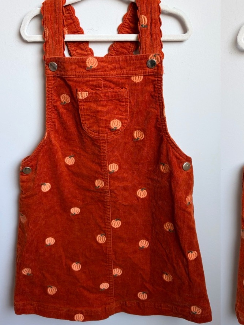 Max studio Kids Orange Corduroy Pumpkin Pinafore Dress